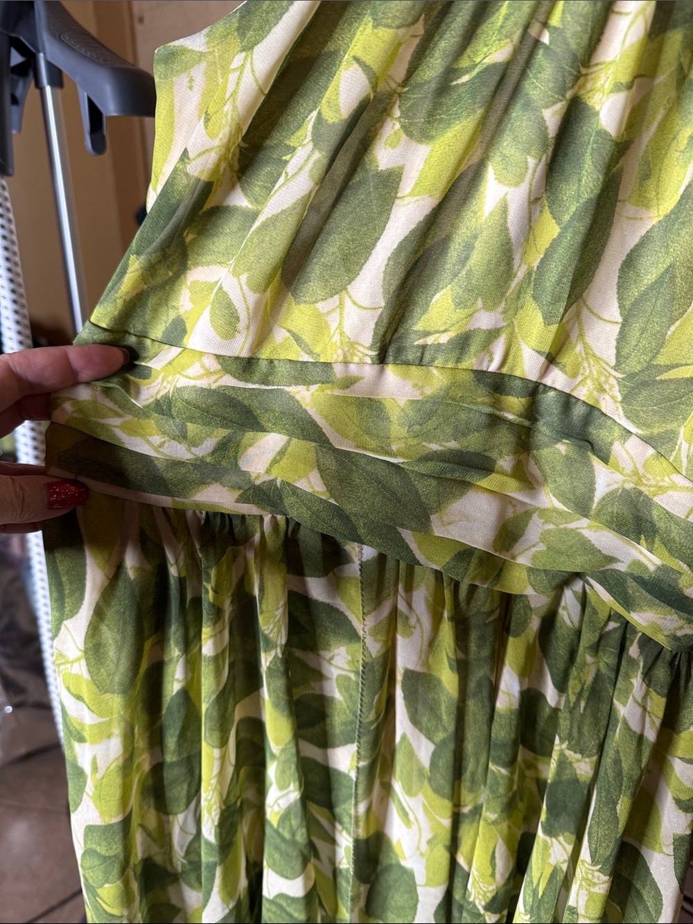 Vince Camuto Green Leaf Halter Midi Dress - Picture 3 of 9